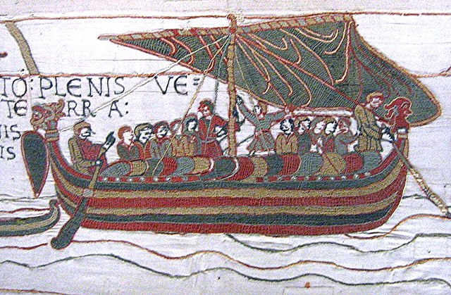 Image of Harold Godwinson's Viking ship on the Bayeux Tapestry