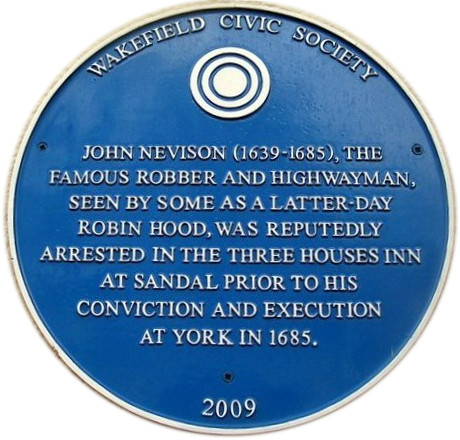 Photo of blue plaque commemorating John Nevison