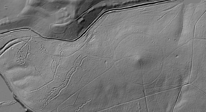 LiDAR image showing earthworks within Strawberry Hill Nature Reserve